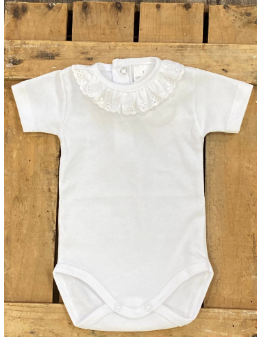 Body manga corta cuello blanco